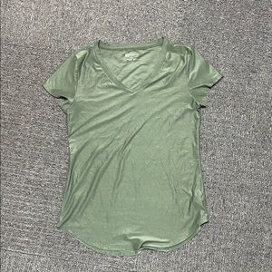 Women’s V-Neck Short Sleeve Top - Olive Green